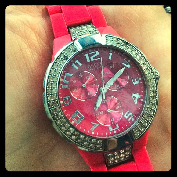 Juniors Pink Guess watch w/ bling (older child) - Picture 2 of 7
